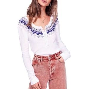 ✨NWT✨Free People Fair Isle Henley Thermal Top